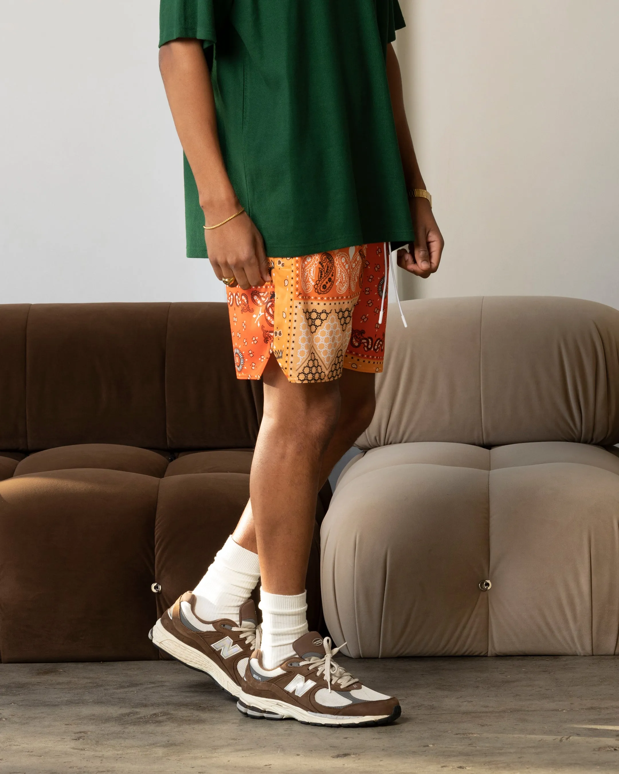 Free Size Adjuster Mother's Day gift Carre Bandana Ultra Mesh Shorts Orange