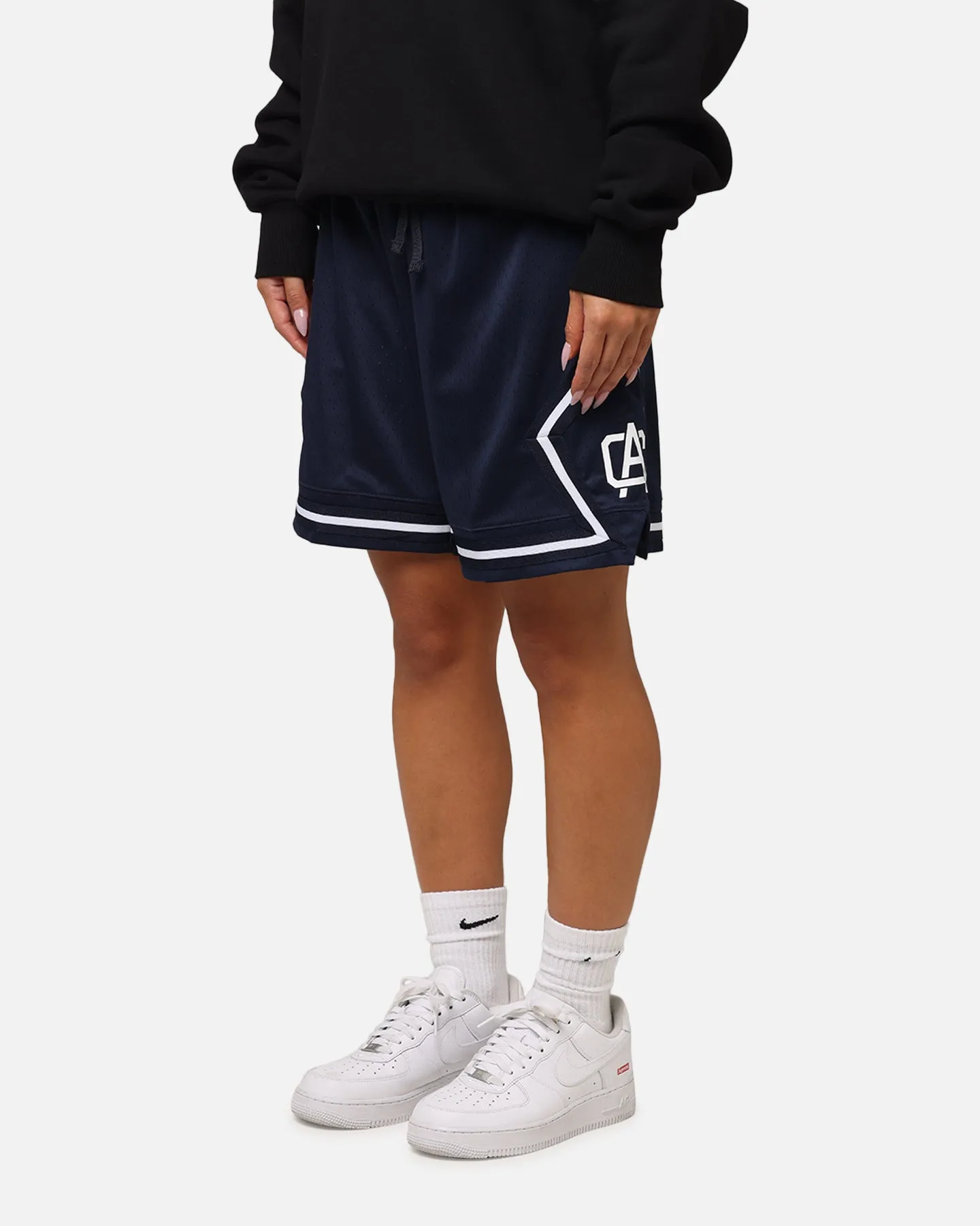 Carre Fold Mesh Basketball Shorts Navy/White Easy Motion