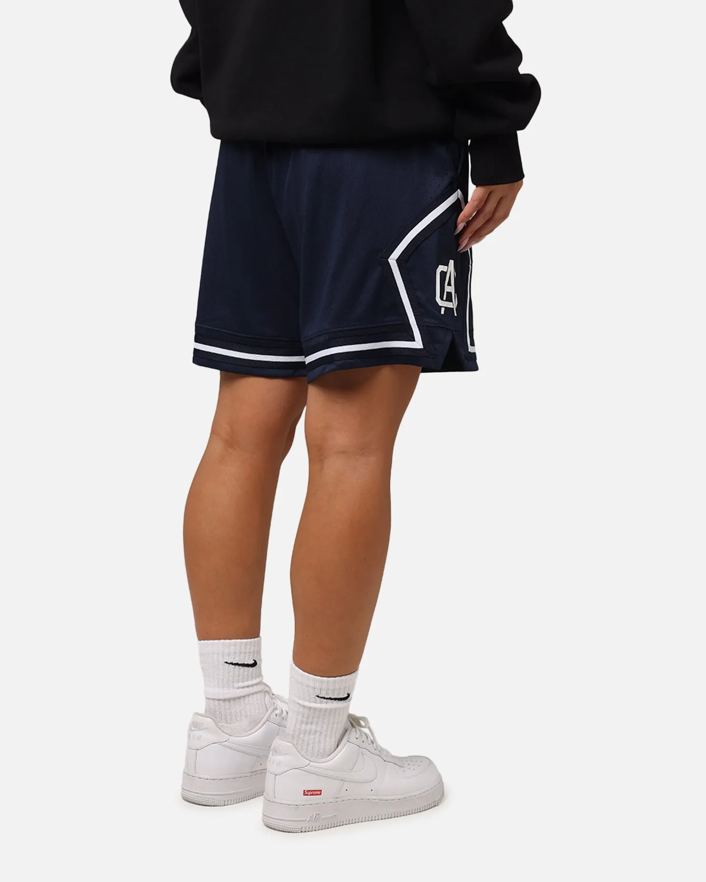 Carre Fold Mesh Basketball Shorts Navy/White Wedges