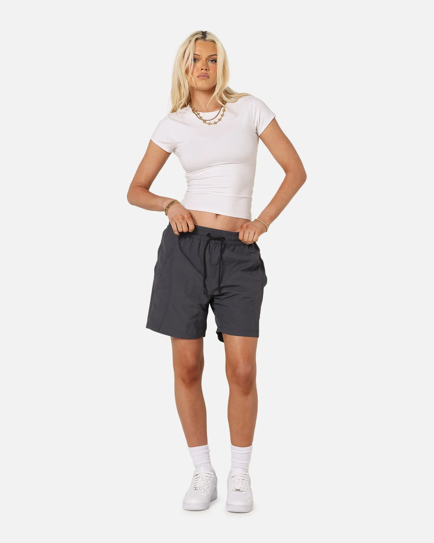 Carre Panelled Nylon Shorts Black Comfy Waistband