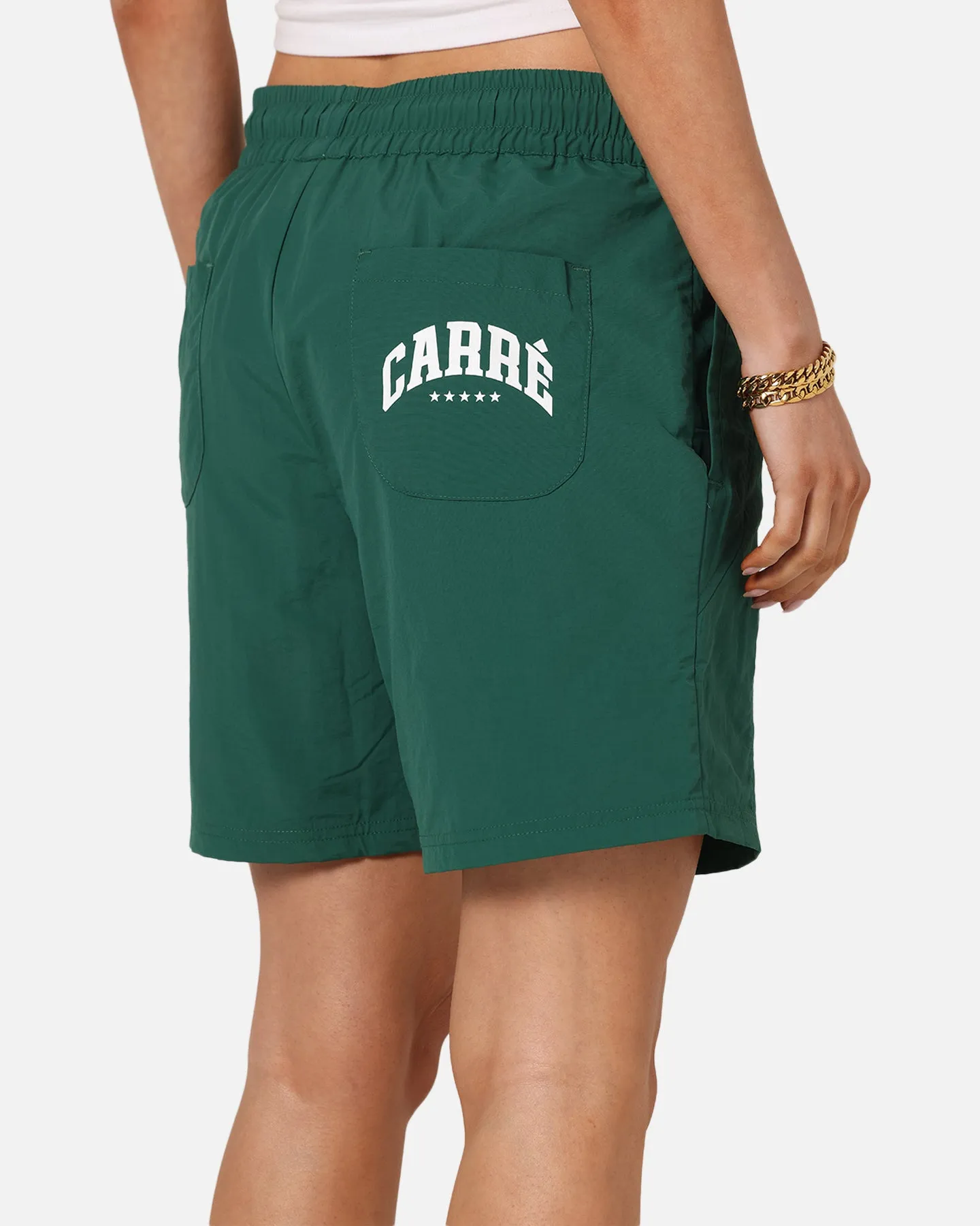 Carre Panelled Nylon Shorts Green School Uniform Recycled Polyester Blend