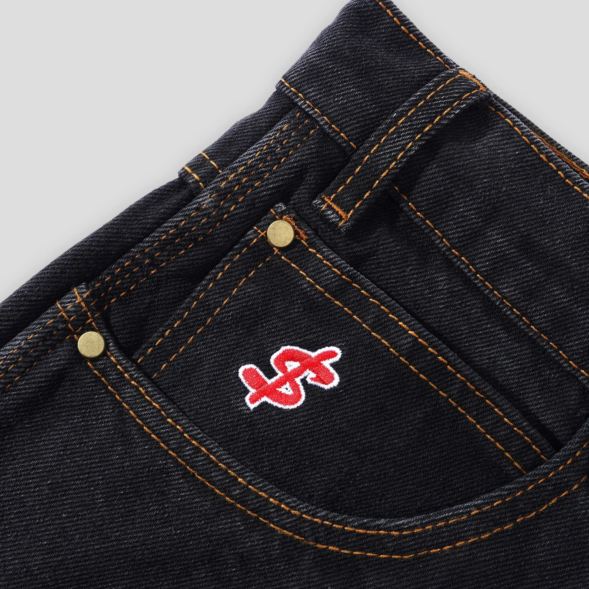 Cash Only Logo Denim Shorts - Washed Black jewelry Camping Gear