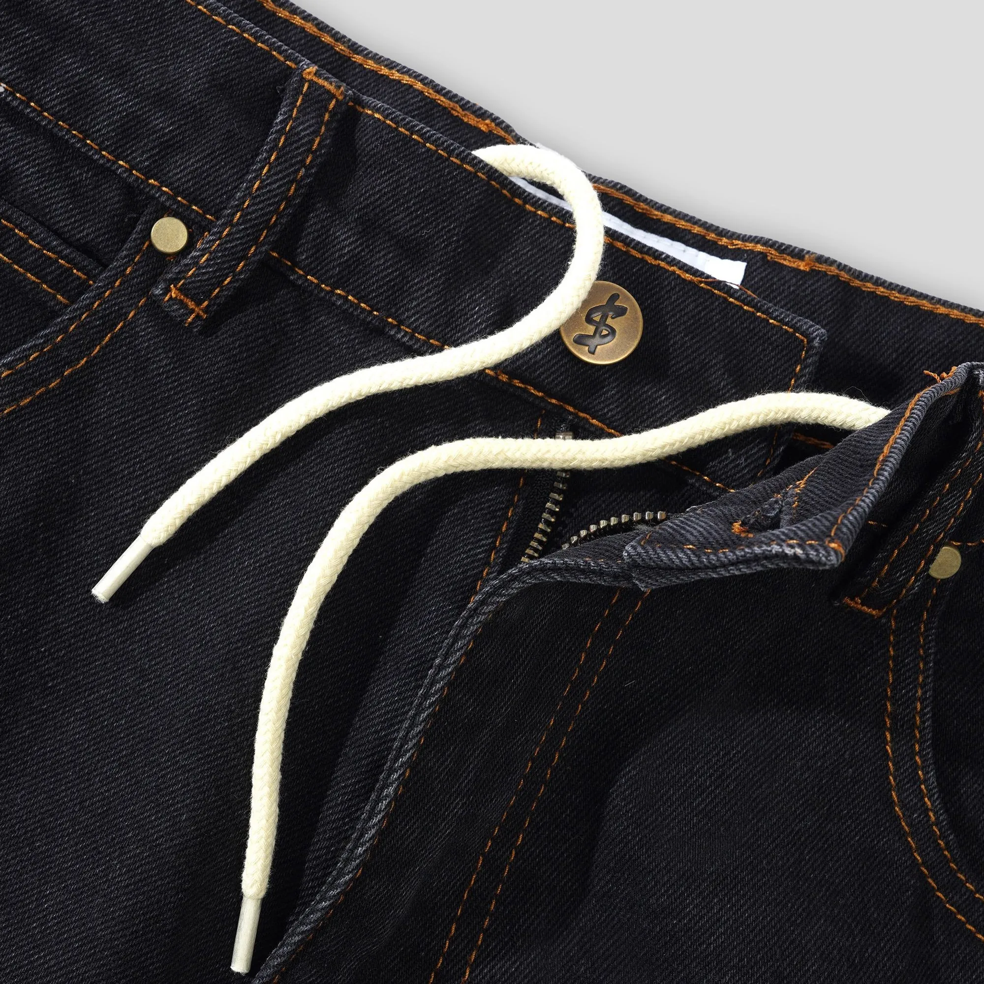 affordable choice Cash Only Logo Denim Shorts - Washed Black