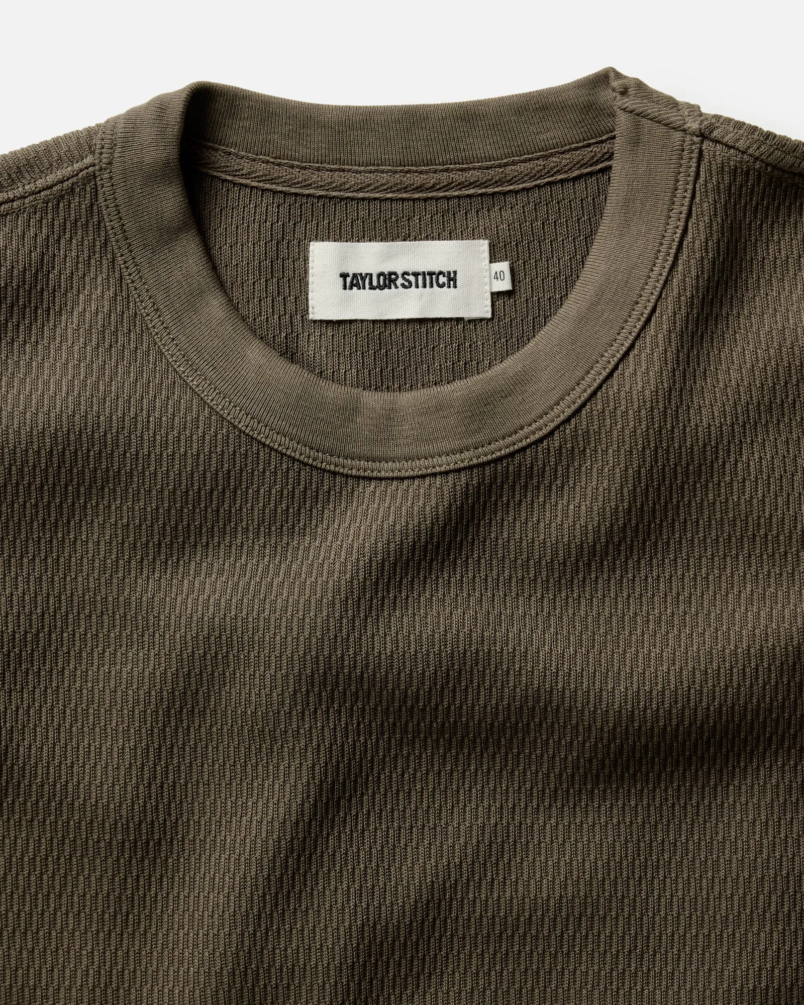 Sport Layer Fit The Organic Cotton Short Sleeve Crew in Fatigue Olive Waffle