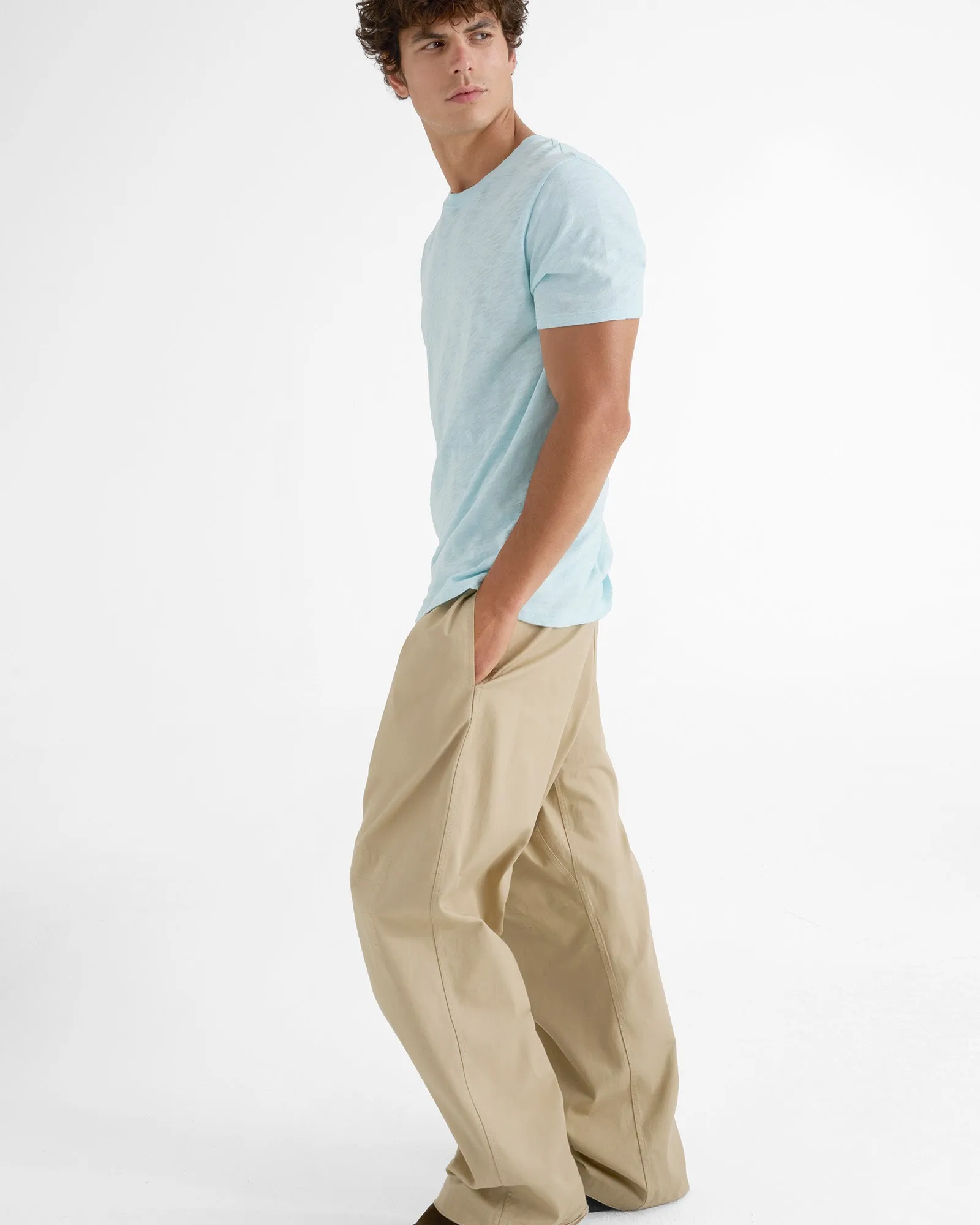 Slub Jersey Short Sleeve Crew Neck Tee - Ocean Blue Breezy Comfort Sport Flex