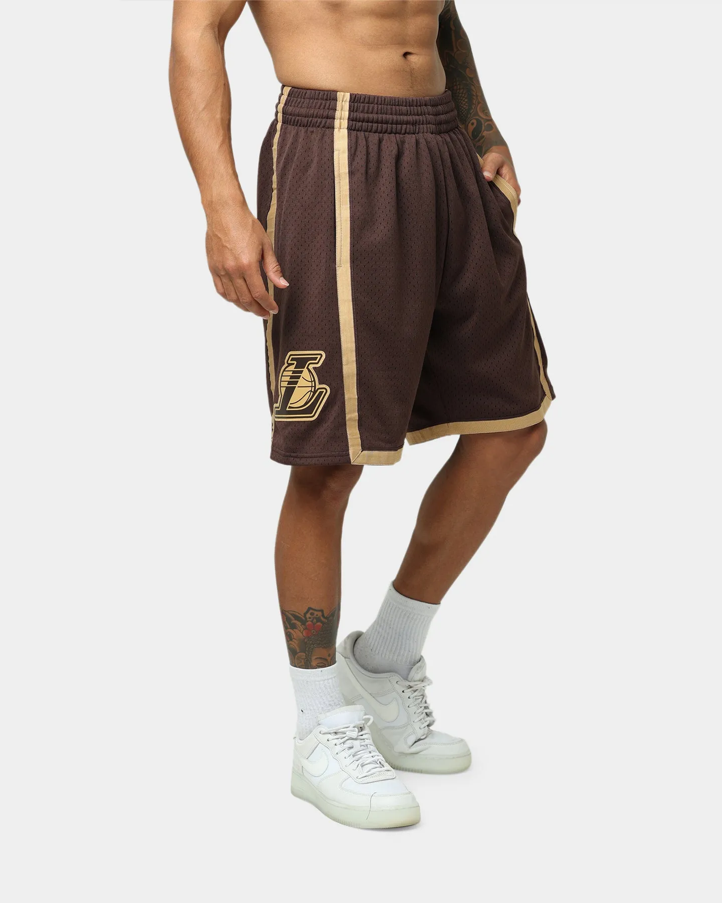 QuickDryTechnology Exclusive item Mitchell & Ness Los Angeles Lakers Lux Brown Swingman Shorts Baroque Brown