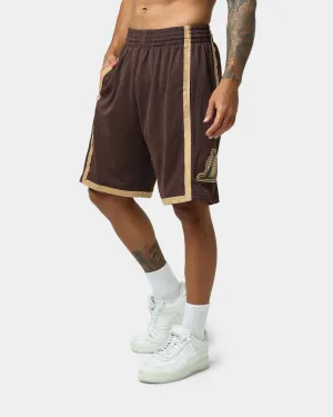 young adults Beach Bound Mitchell & Ness Los Angeles Lakers Lux Brown Swingman Shorts Baroque Brown