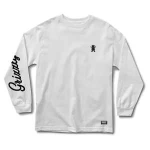 Quick Dry Performance Mini Bear Script LS Tee - White and Black