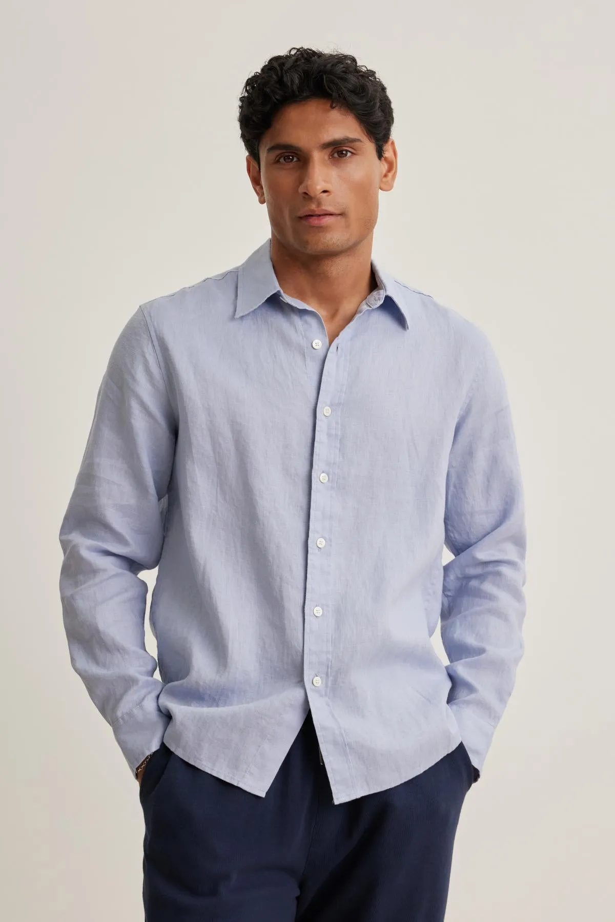 CARUSO LINEN BUTTON-UP SHIRT Classic Collar