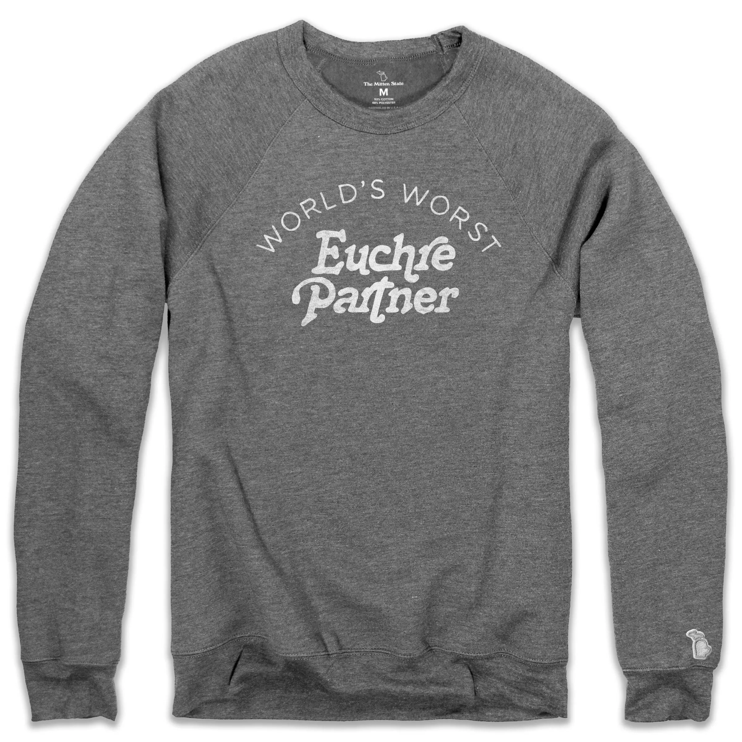 EUCHRE - WORLD'S WORST PARTNER FLEECE SWEATSHIRT (UNISEX) date night look