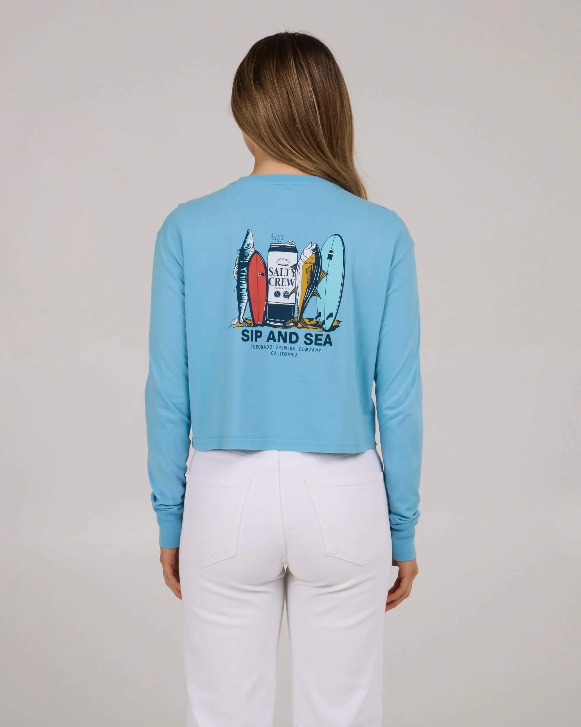 Sip & Sea L/S Crop - Lagoon Blue Autumn Wear