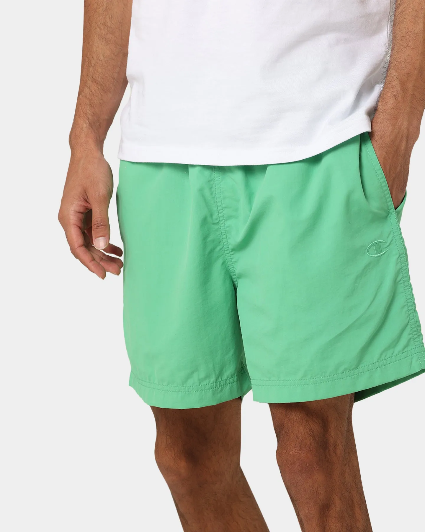 Mid Rise Champion Rebound Nylon Shorts Green Crisp