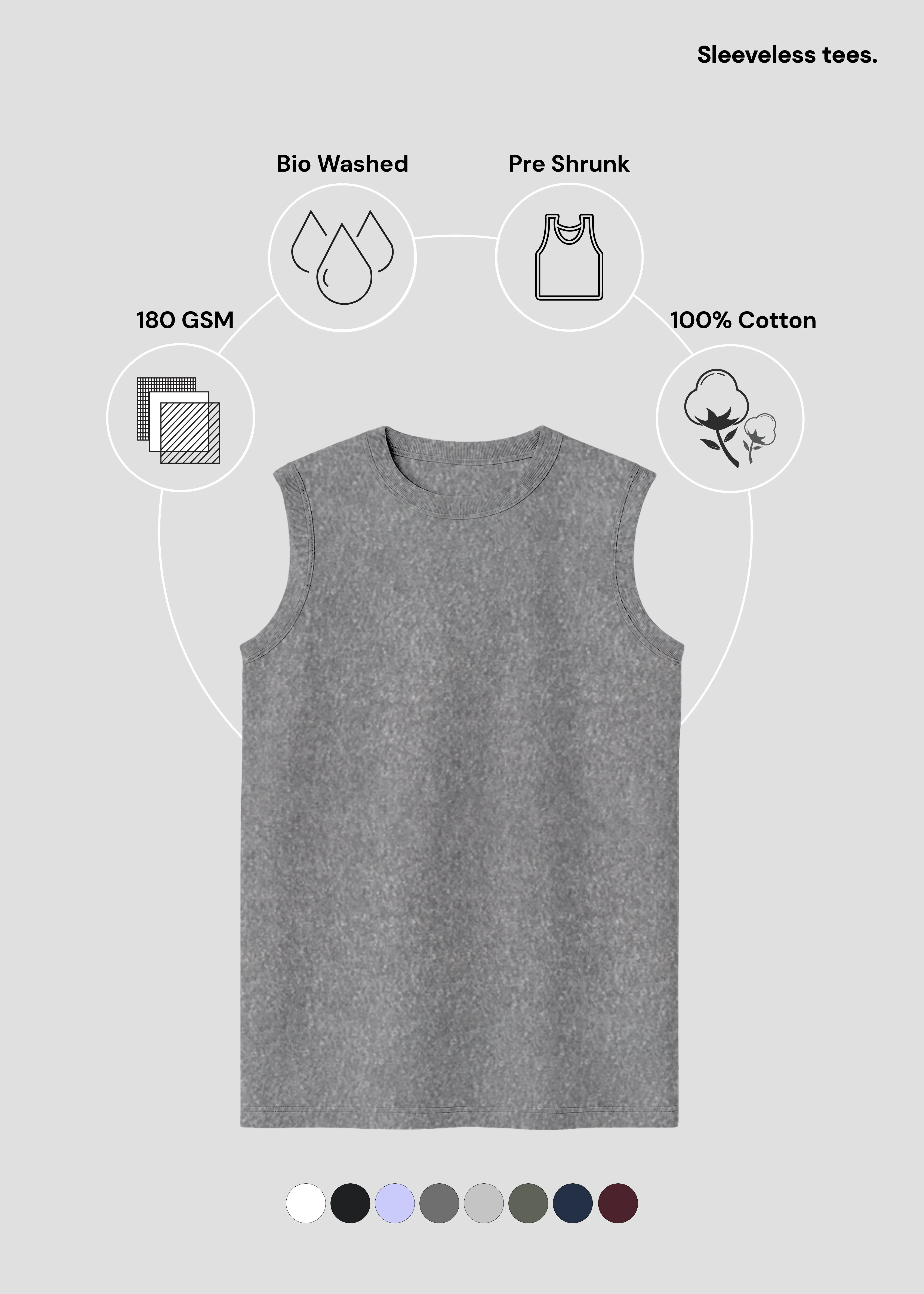 Casual Vibe Wear Charcoal Melange Men's Sleeveless T-Shirt | MS36