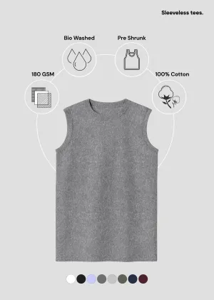 Charcoal Melange Men's Sleeveless T-Shirt | MS36 loose but not baggy Quick Change