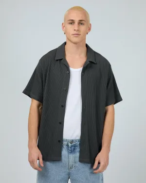 Session Waffle Ss Shirt Charcoal Workwear Essential High Street Fashion
