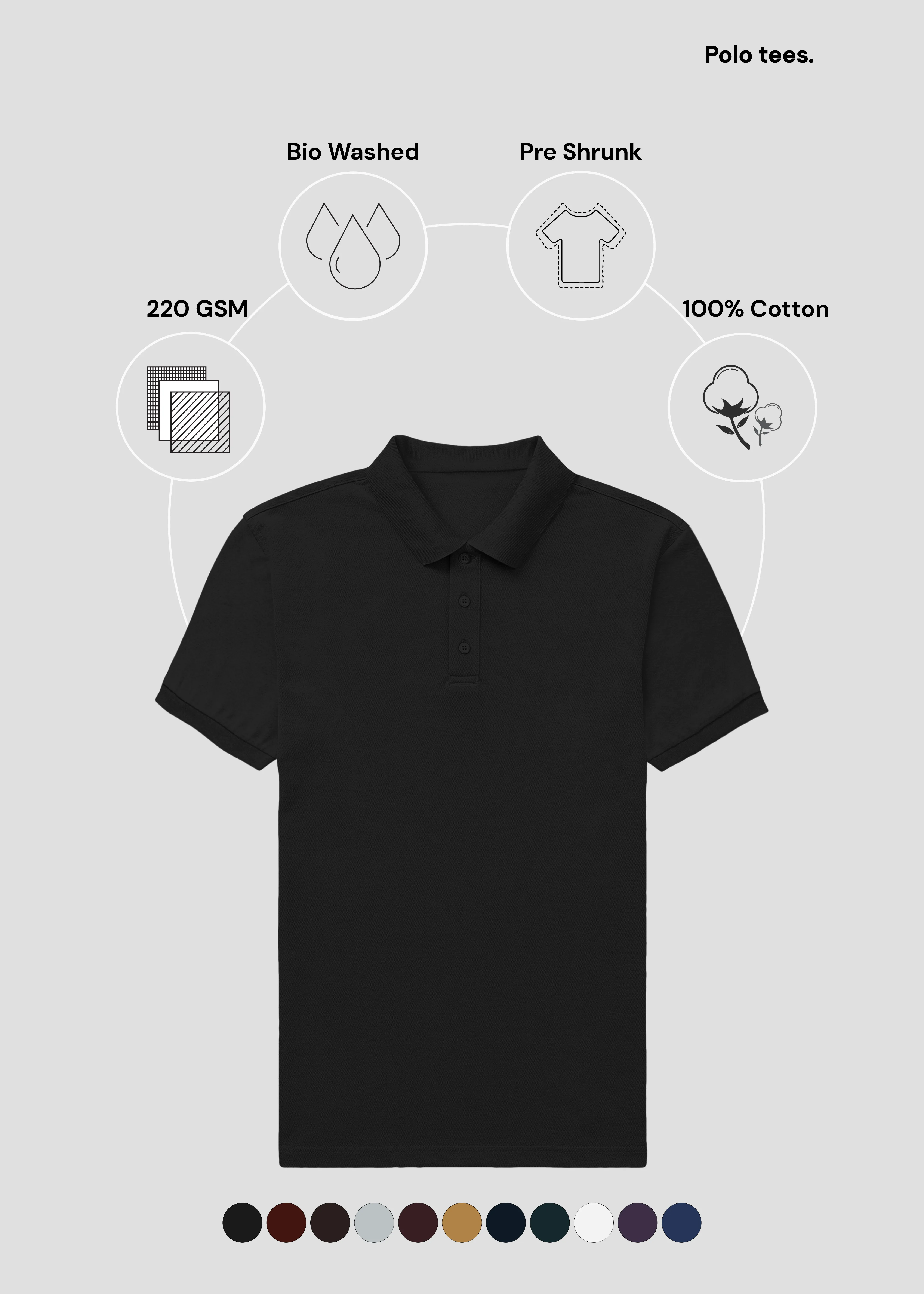 Black Men's Polo | MP25 Easy Care Material
