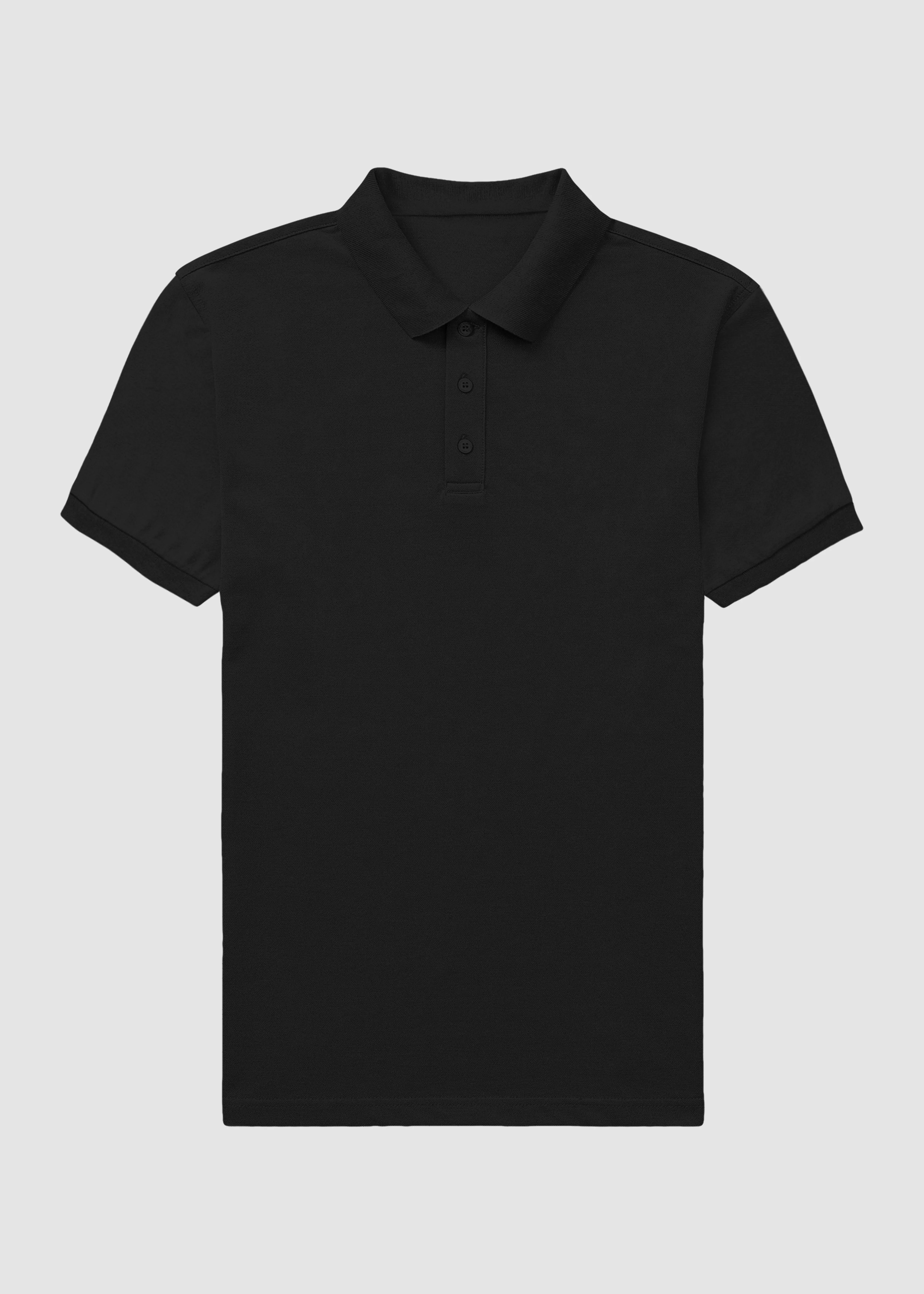Casual Hangout Non Irritating Tags Black Men's Polo | MP25