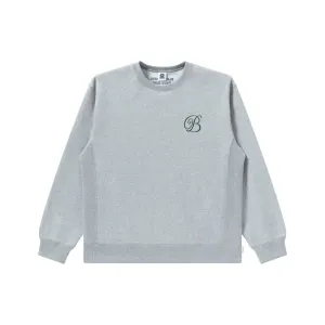 B EMBLEM HEAVYWEIGHT CREW SWEAT HEATHER GRAY Lounge Fit