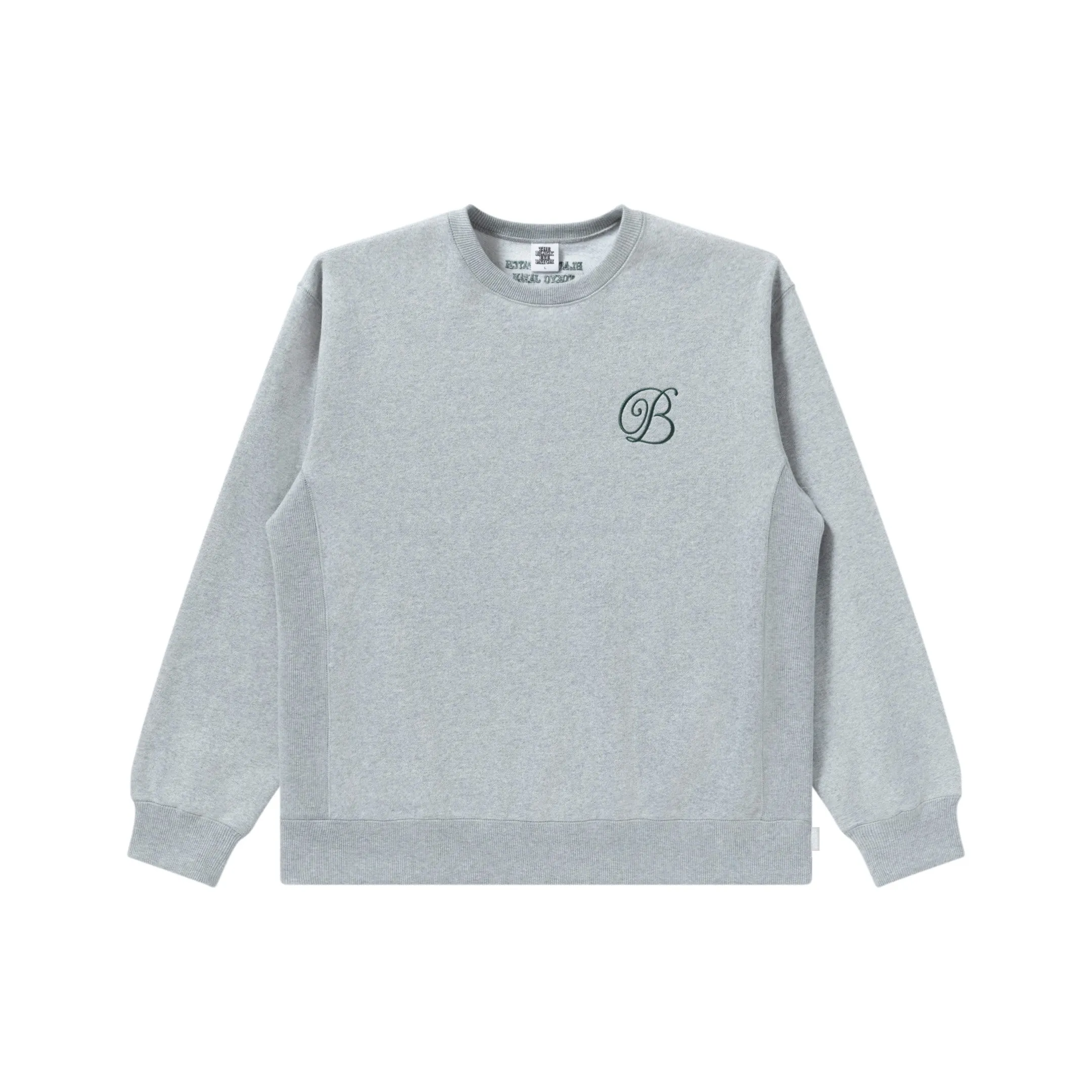 B EMBLEM HEAVYWEIGHT CREW SWEAT HEATHER GRAY product competitive edge