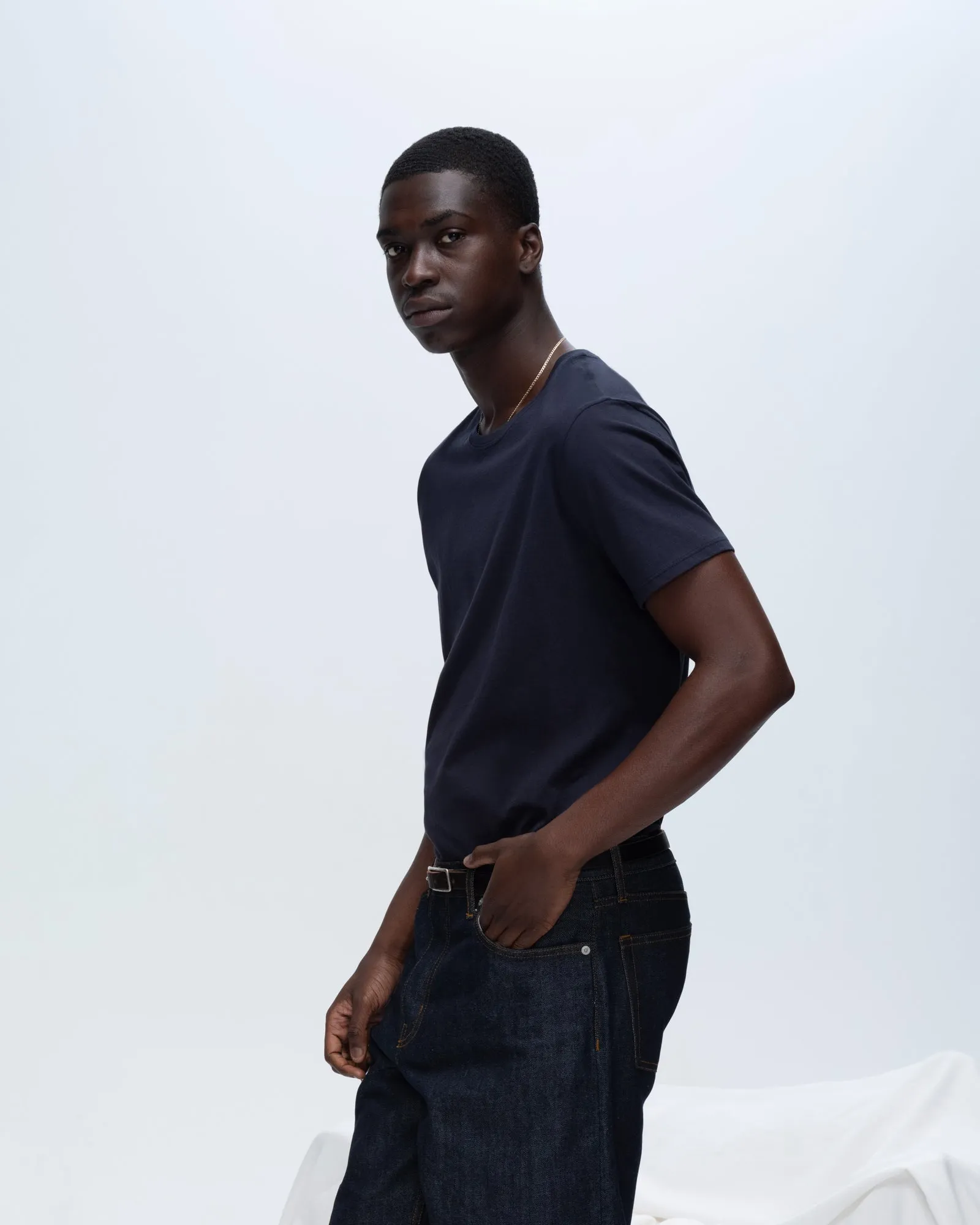 Classic Jersey Crew Neck Tee - Midnight Sleek Comfort