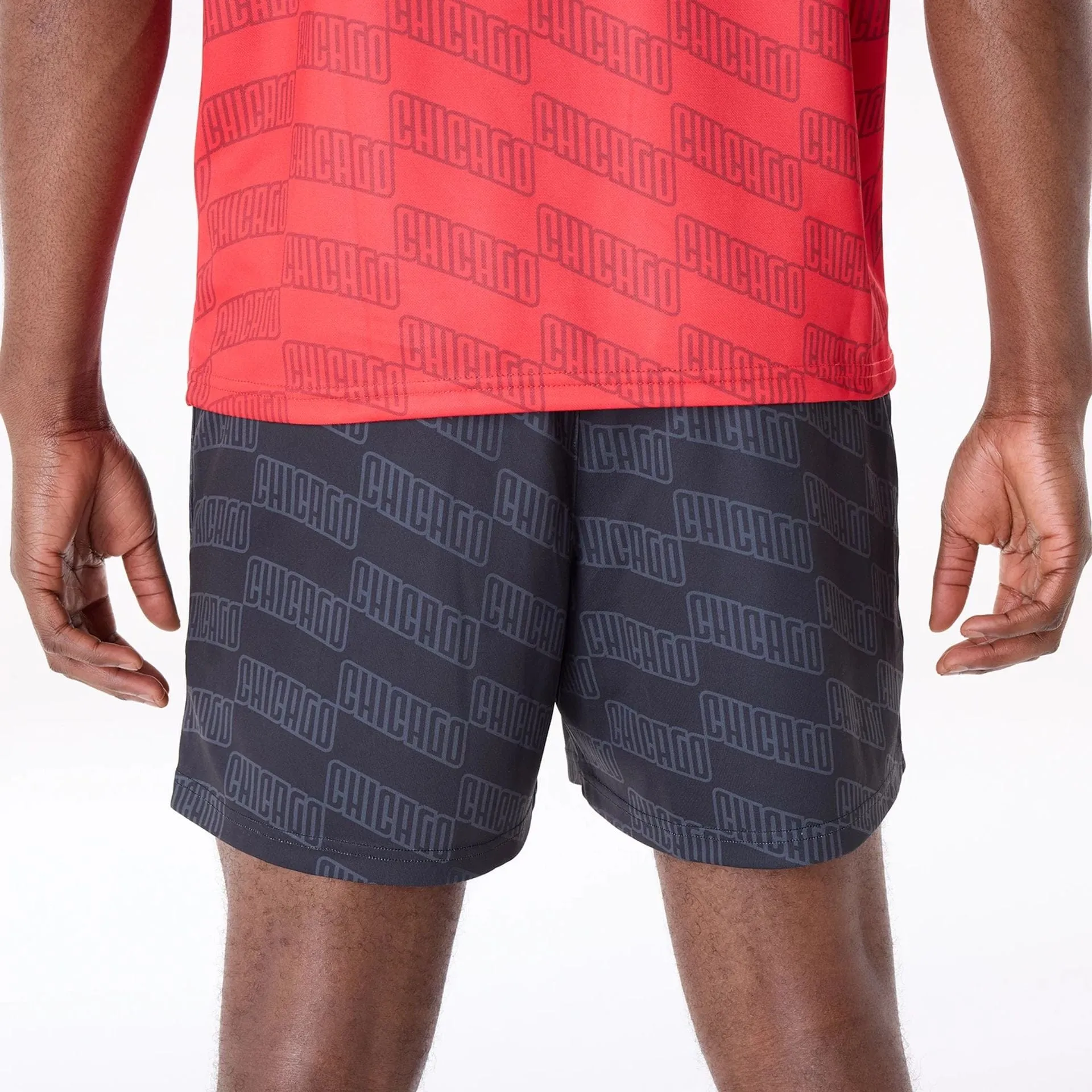 Regular Fit Chicago Bulls NBA All Over Print Graphic Black Shorts