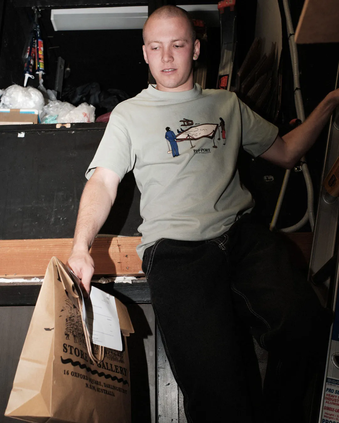 Pass~Port Store & Gallery Exclusive Art Handler Tee - Stonewash Green Lightweight Comfort