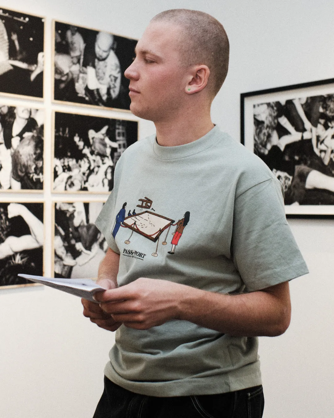 Pass~Port Store & Gallery Exclusive Art Handler Tee - Stonewash Green Comfy Active Fit Stylish and Cozy