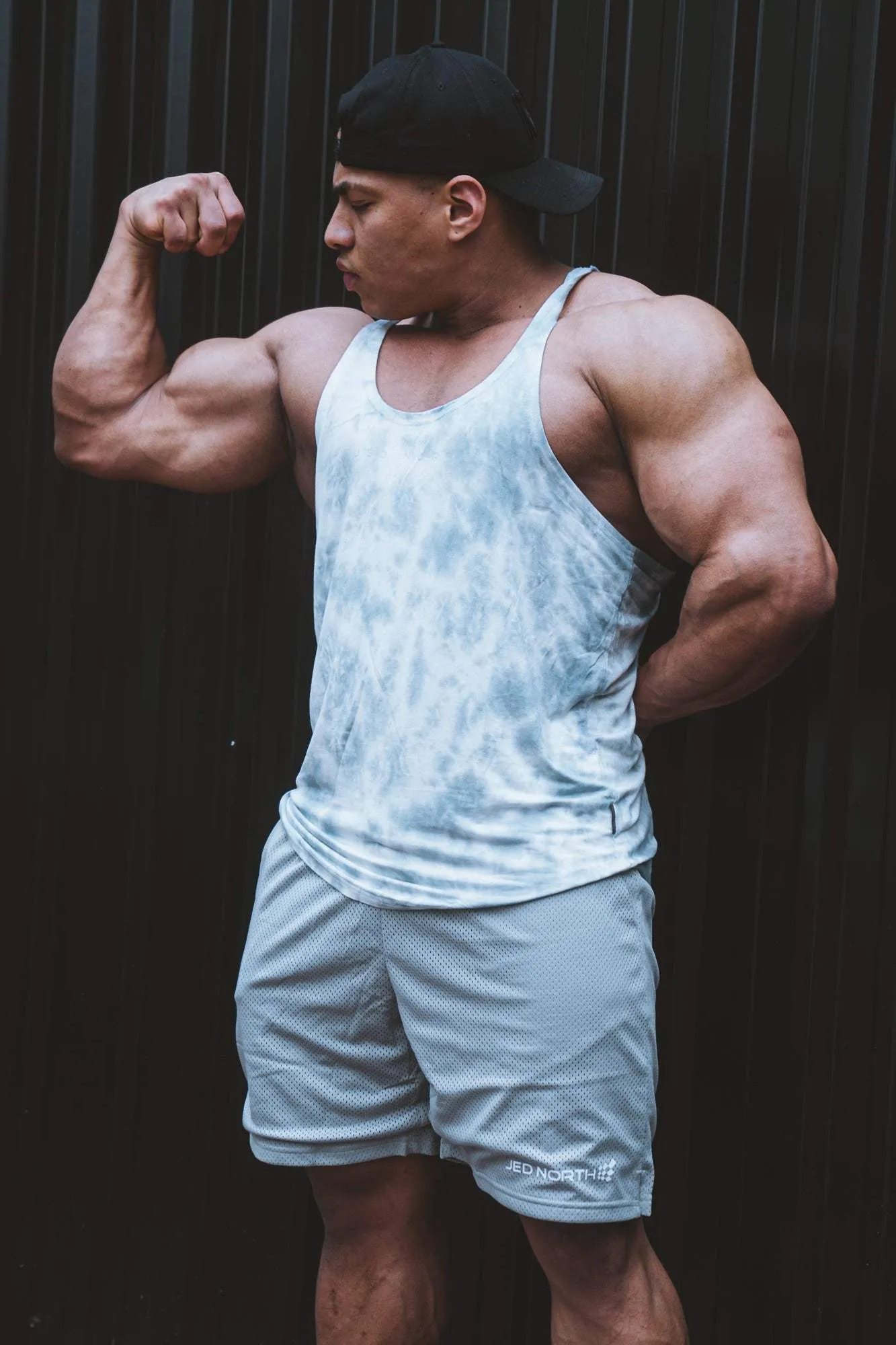 Classic Bodybuilding Racerback Stringer - Gray Tie Dye intermittent use