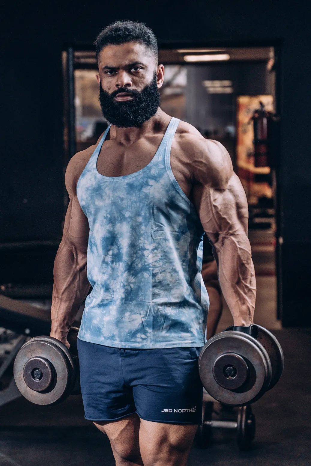 Classic Bodybuilding Racerback Stringer - Gray Tie Dye fuel efficient Sublimation Tech