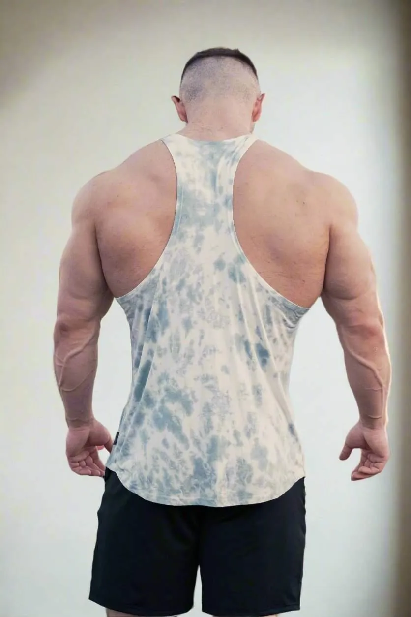 Classic Bodybuilding Racerback Stringer - Gray Tie Dye farmers