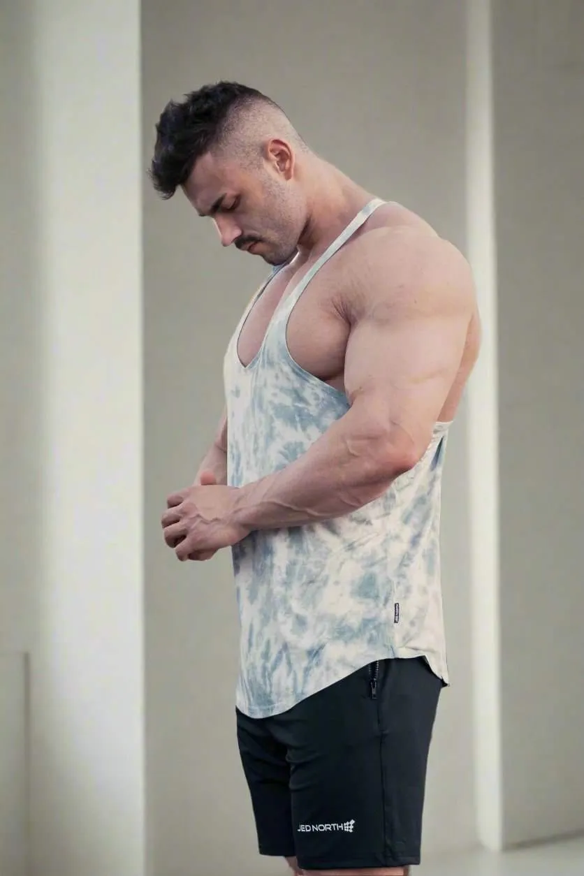 Classic Bodybuilding Racerback Stringer - Gray Tie Dye Upgradeable propaganda