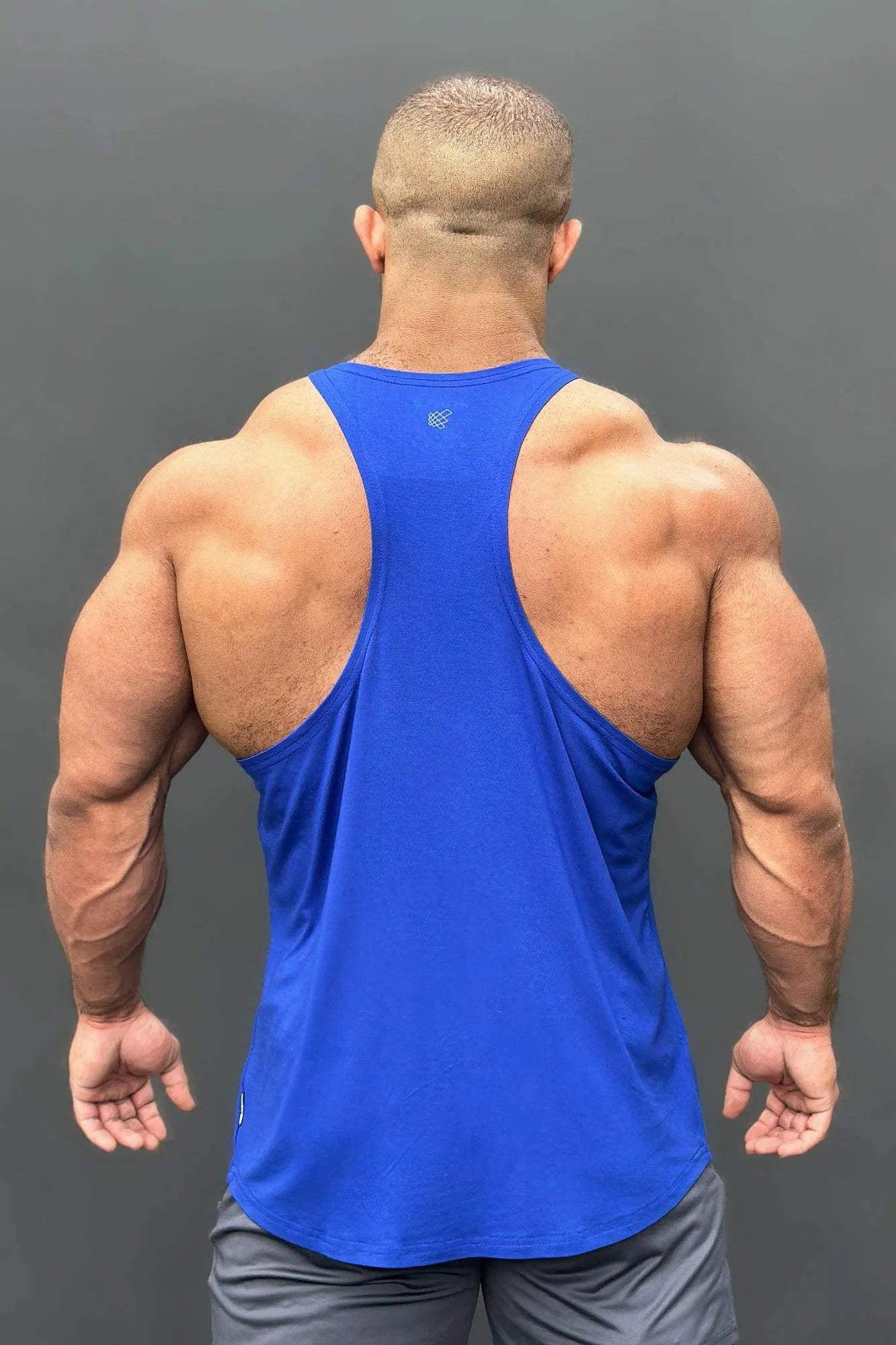 Classic Bodybuilding Racerback Stringer - Royal Blue Tagless label