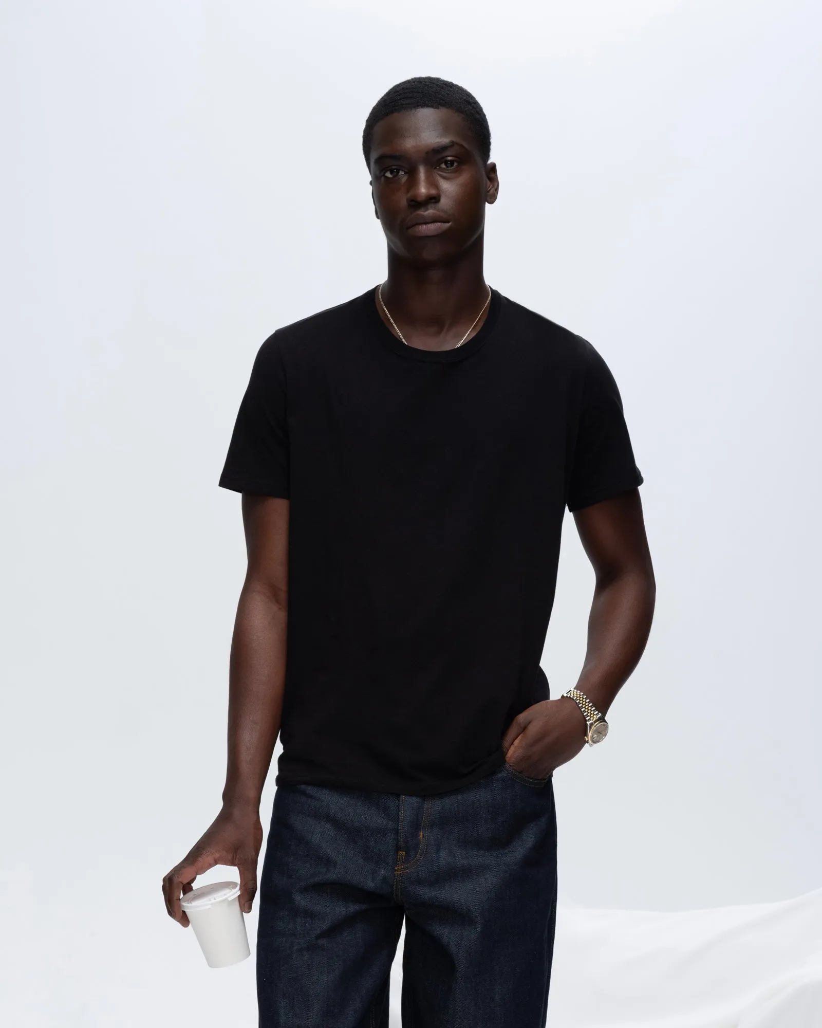 Classic Jersey Crew Neck Tee - Black Casual Design Summer cool