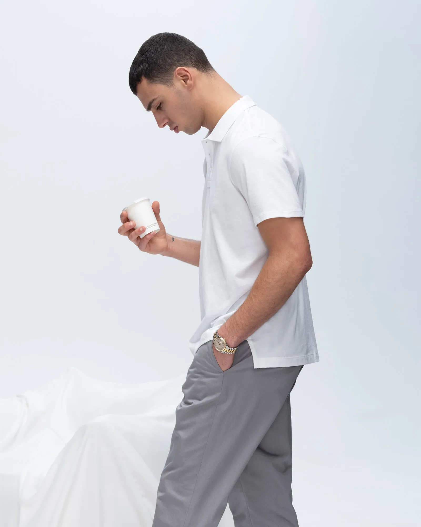 Cooling Mesh Lining Contrast Stitch Classic Jersey Polo - White