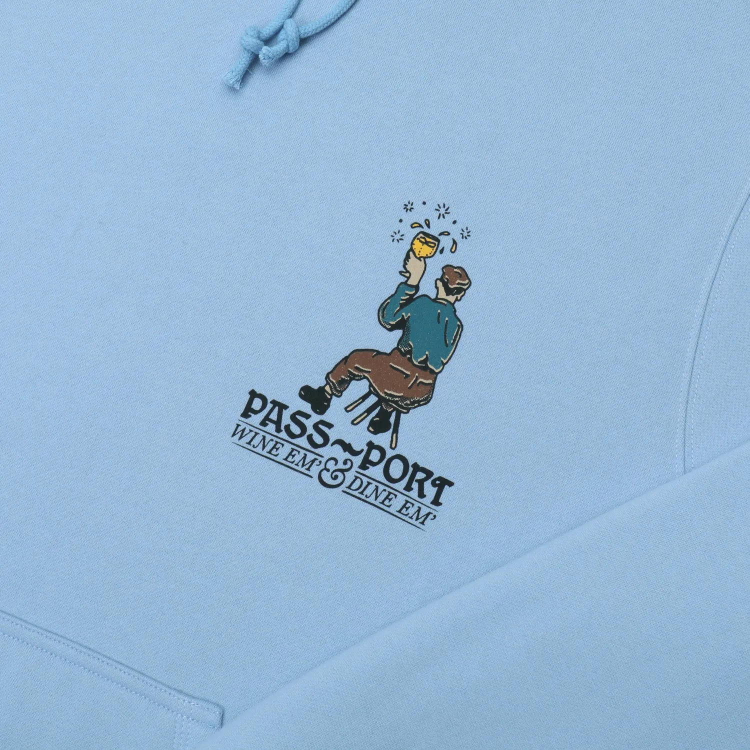 Pass~Port Wine Em' Hoodie - Light Blue Sporty apparel