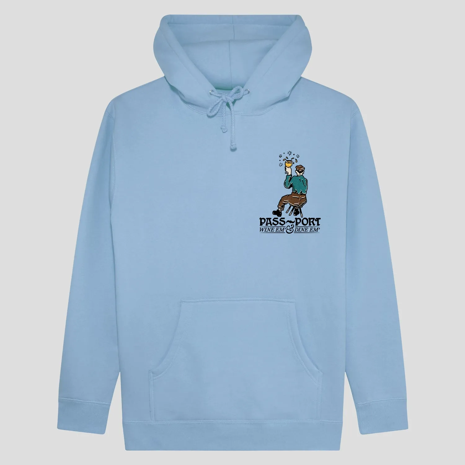 product business casual sophistication Pass~Port Wine Em' Hoodie - Light Blue