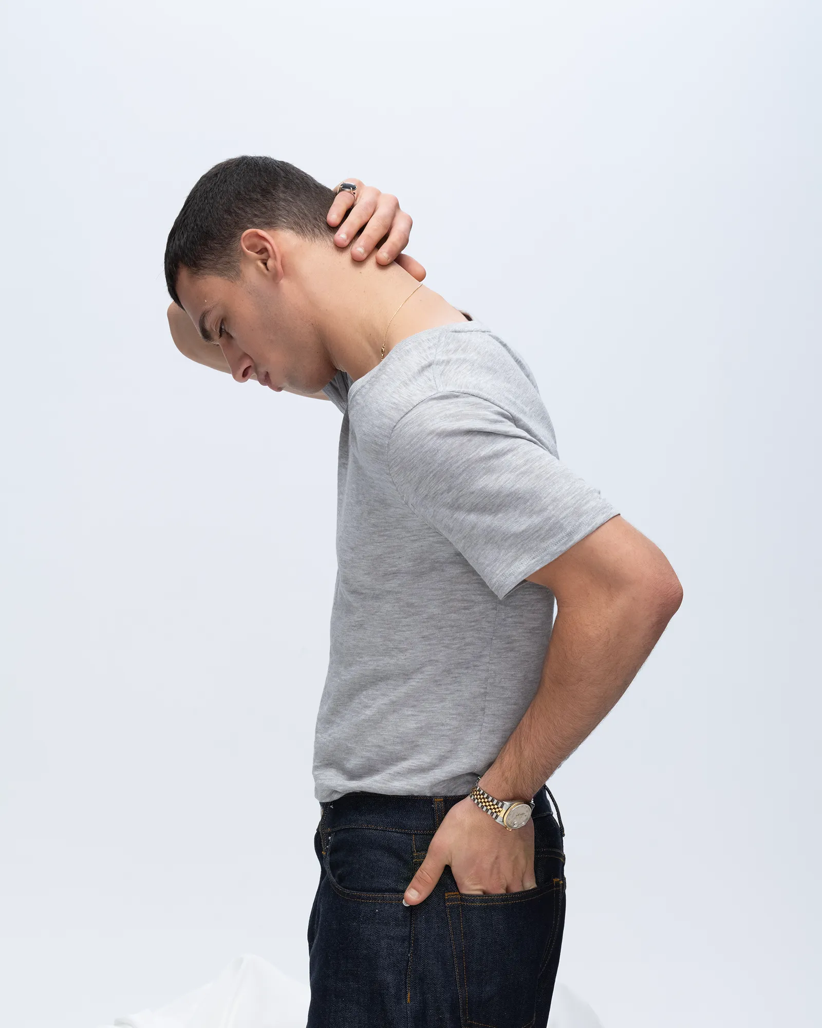 Slub Jersey Crew Neck Tee - Heather Grey Travel Light Organic Cotton Blend