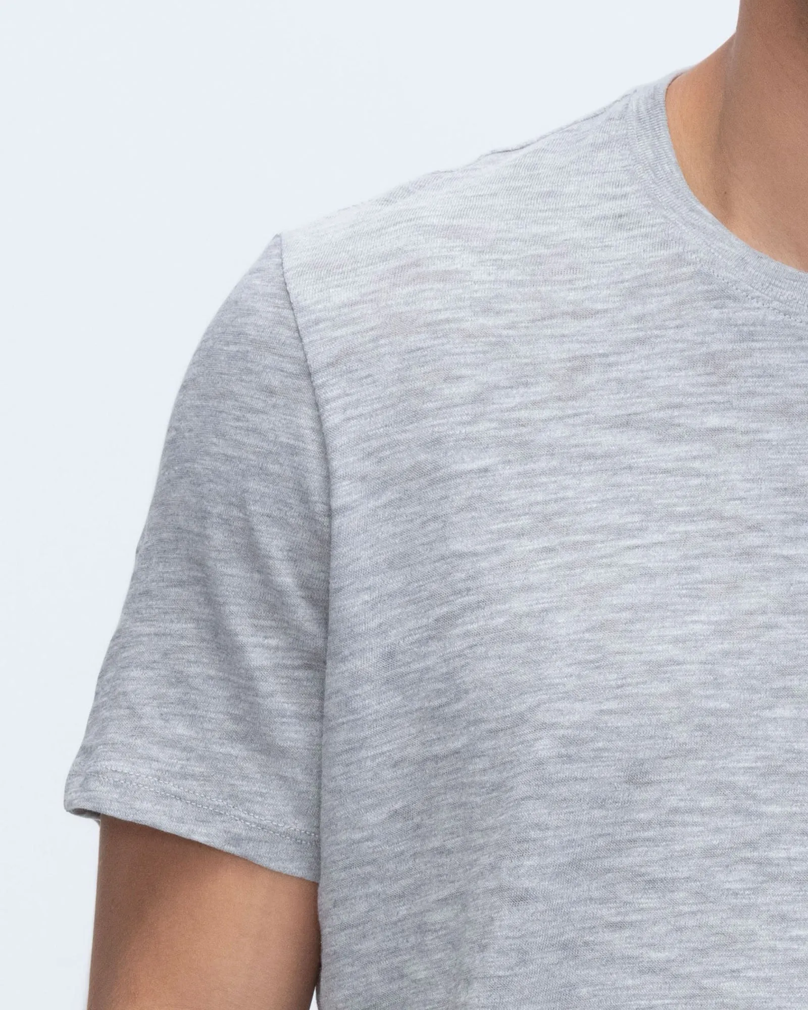 Slub Jersey Crew Neck Tee - Heather Grey HighThreadCount Light and Comfortable