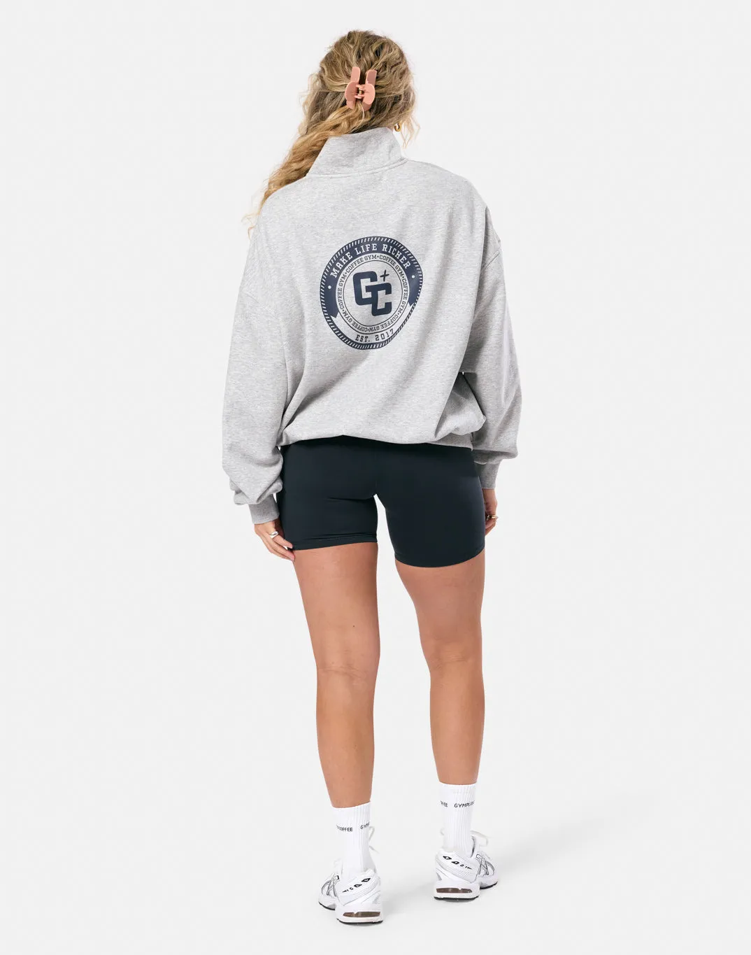 Clubhouse Funnel Neck Zip in Grey Marl Daily Staple Office Wear