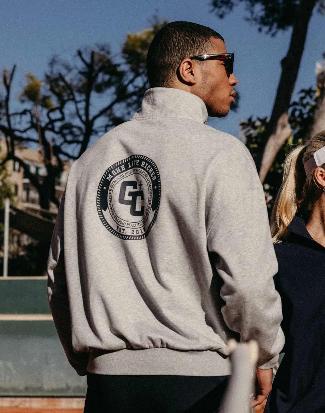 Youthful Vibe Clubhouse Funnel Neck Zip in Grey Marl