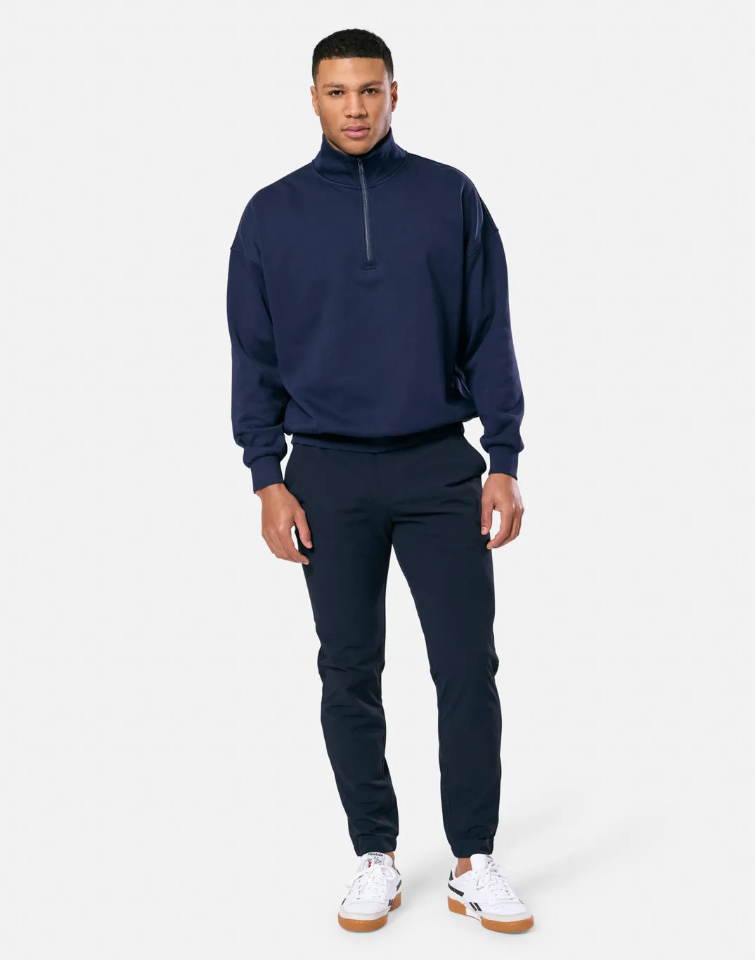 Daily Relaxed Clubhouse Funnel Neck Zip in Twilight Navy