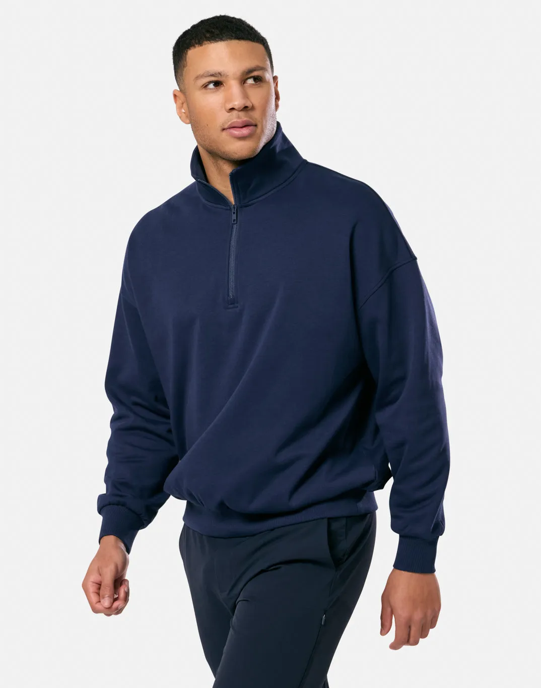 Fashionable Look Versatile Layer Clubhouse Funnel Neck Zip in Twilight Navy
