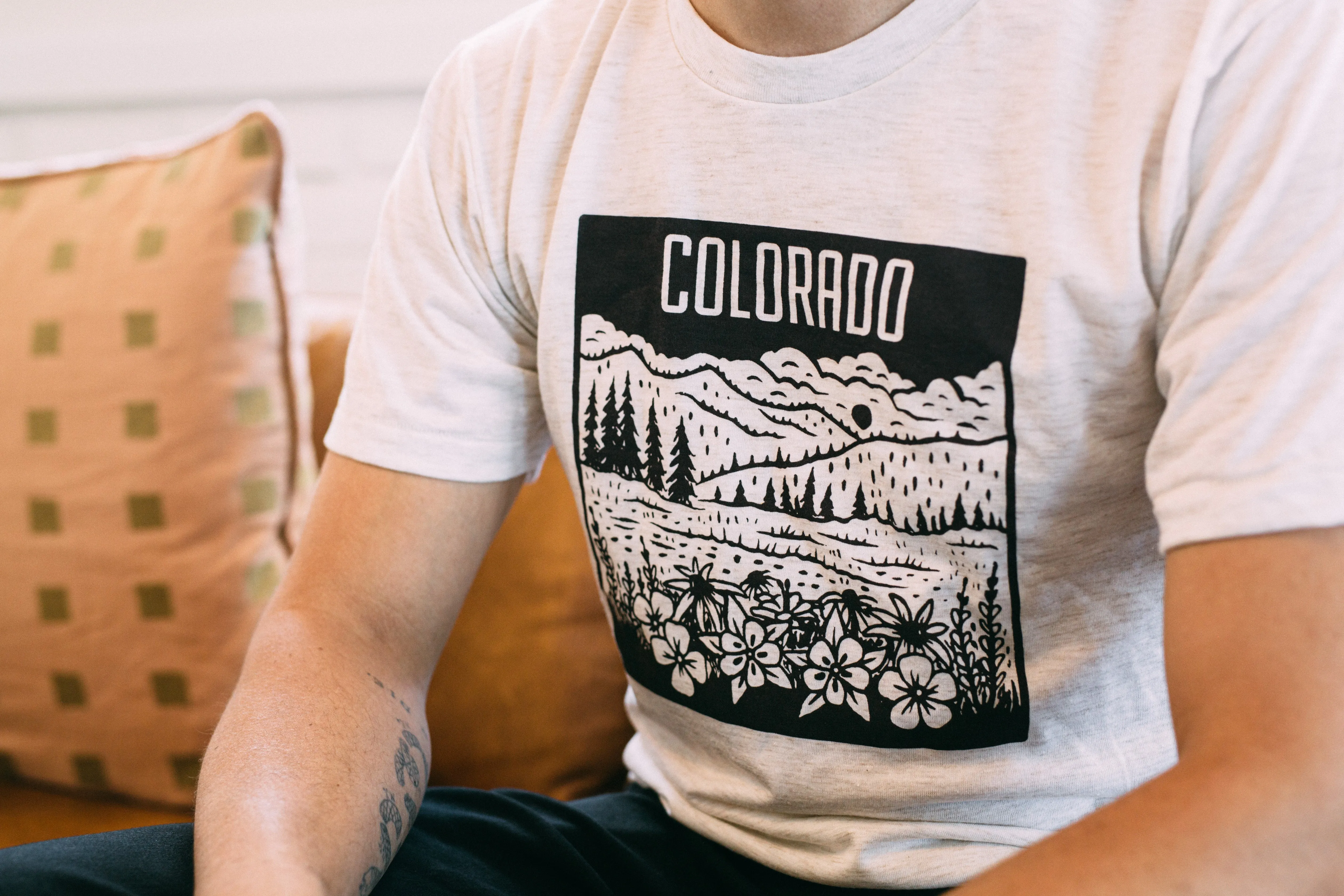 Colorado Mountain Tee-Oatmeal Chic Cut