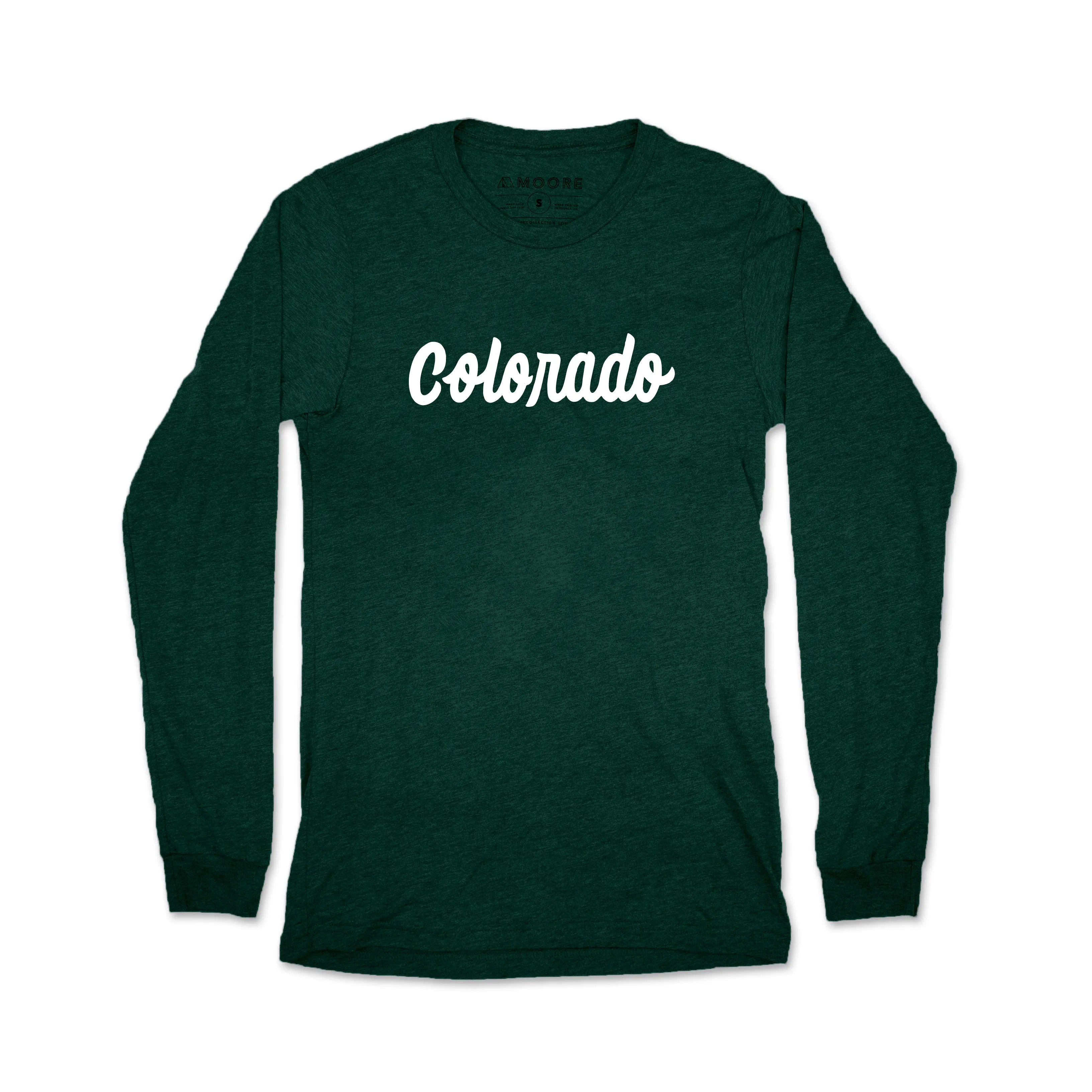 Colorado Script Long Sleeve Tee-Emerald Micro Perforation Comfy Vibes