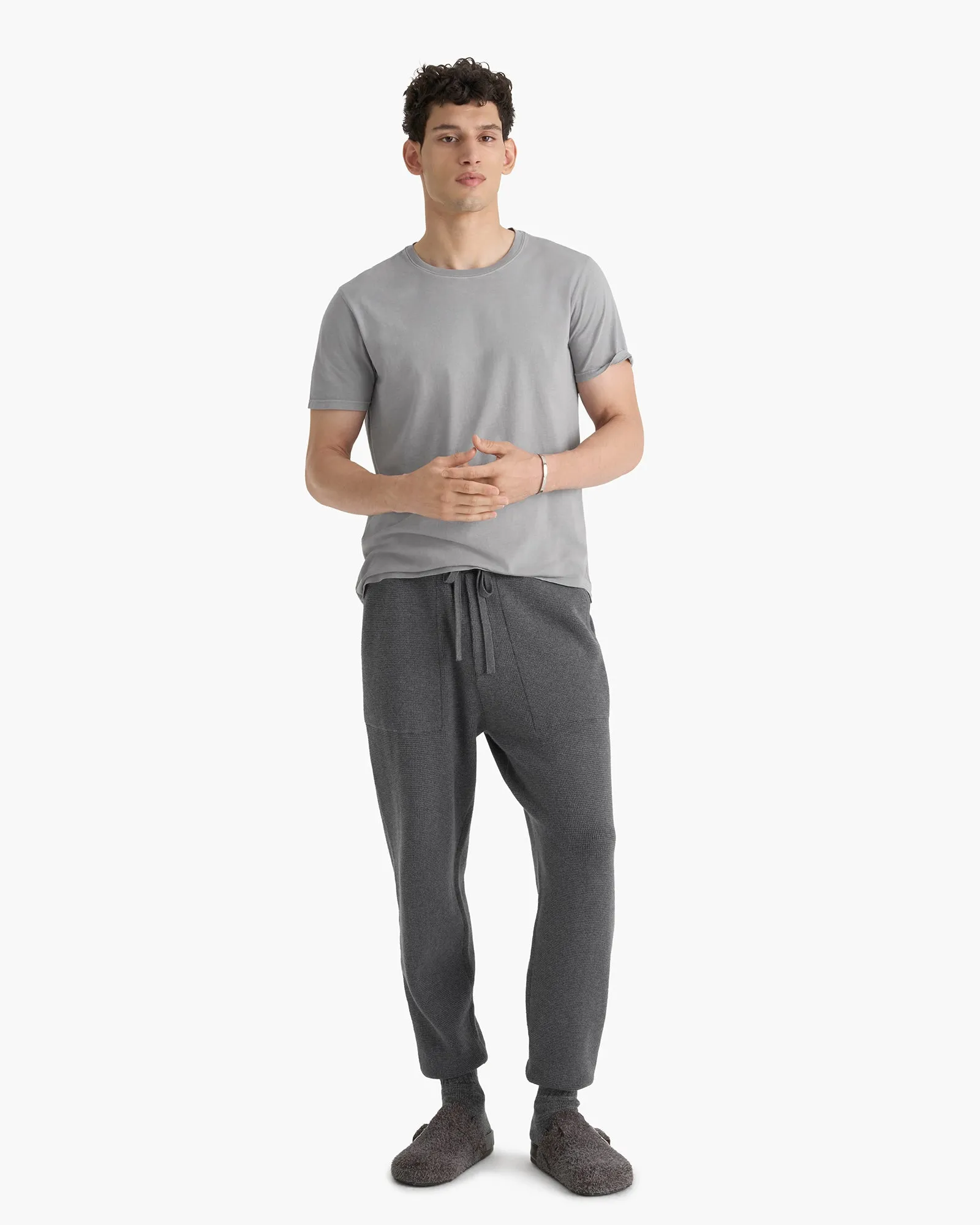 Water Based Ink Print Classic Jersey Crew Neck Tee - Pewter