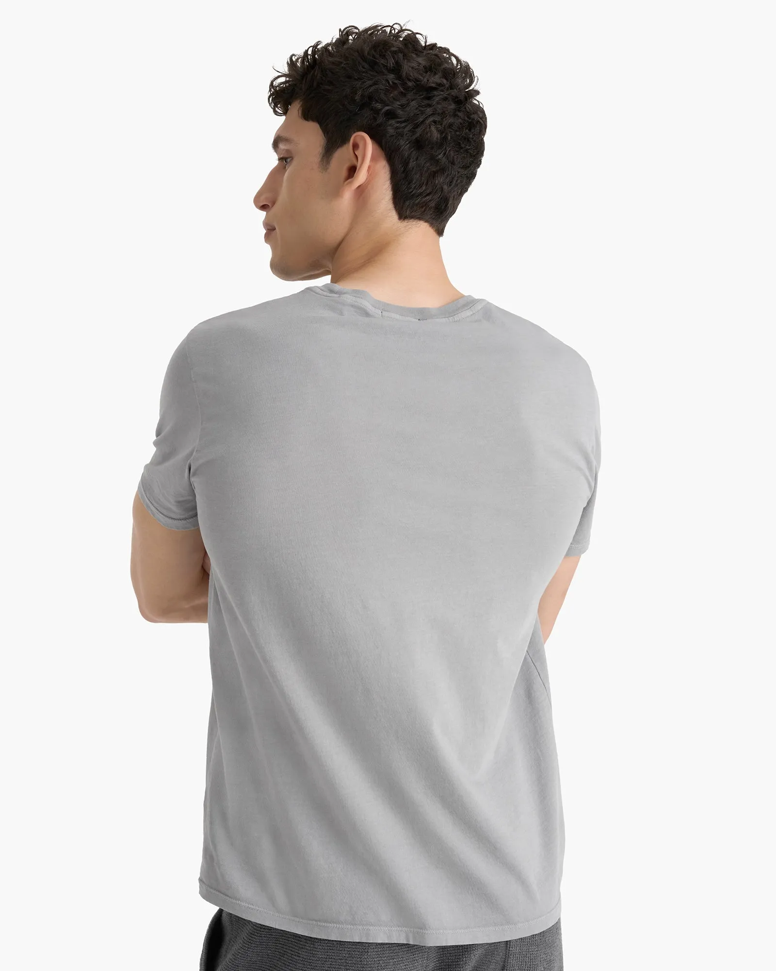 Relax Fit Design Basic Comfort Classic Jersey Crew Neck Tee - Pewter