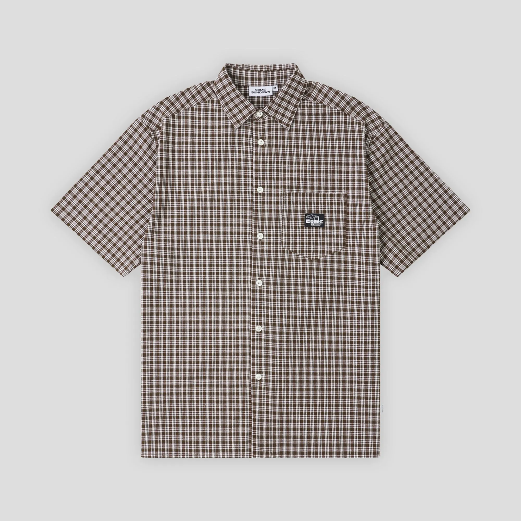 Come Sundown Stacks Shirt - Brown / White High Density Weave Work From Home