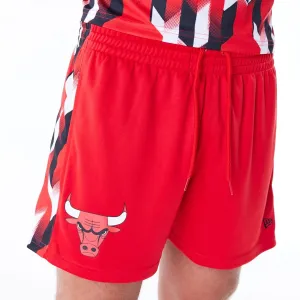 button-down look Rubberized Waistband Chicago Bulls NBA Soccer Red Short Shorts