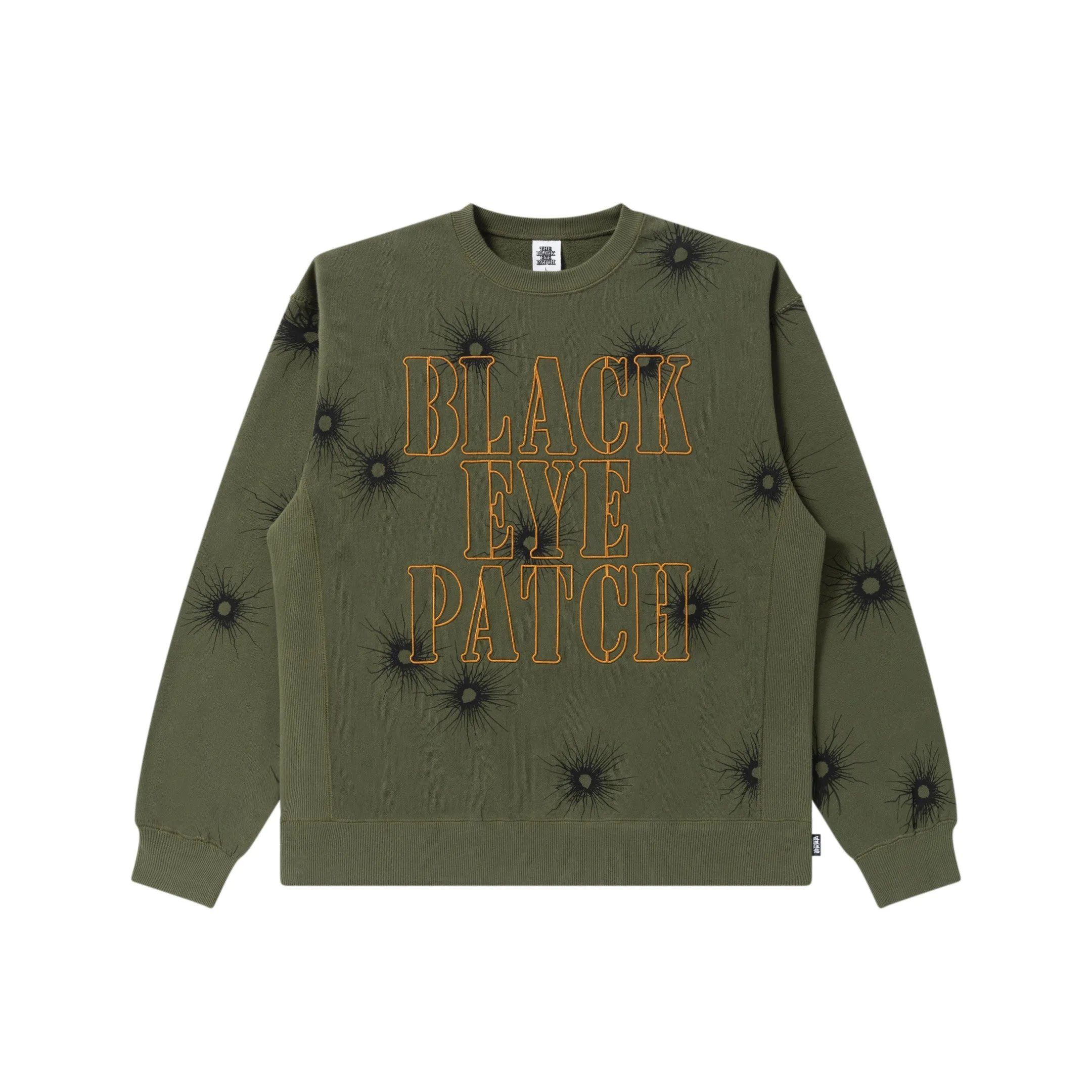 Chill Apparel Fashion Wearable GUNSHOT STENCIL LOGO CREW SWEAT OLIVE