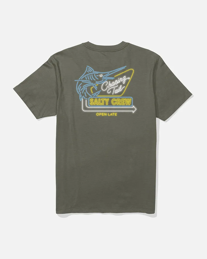 Neon Sign Ss Tee - Dusty Olive Summer Comfort Ultra Soft Blended Textile